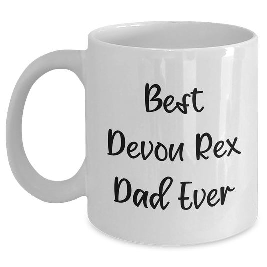 Devon Rex Cat Dad Funny Gifts from Family for Father's Day Unique White Coffee Mug - Main