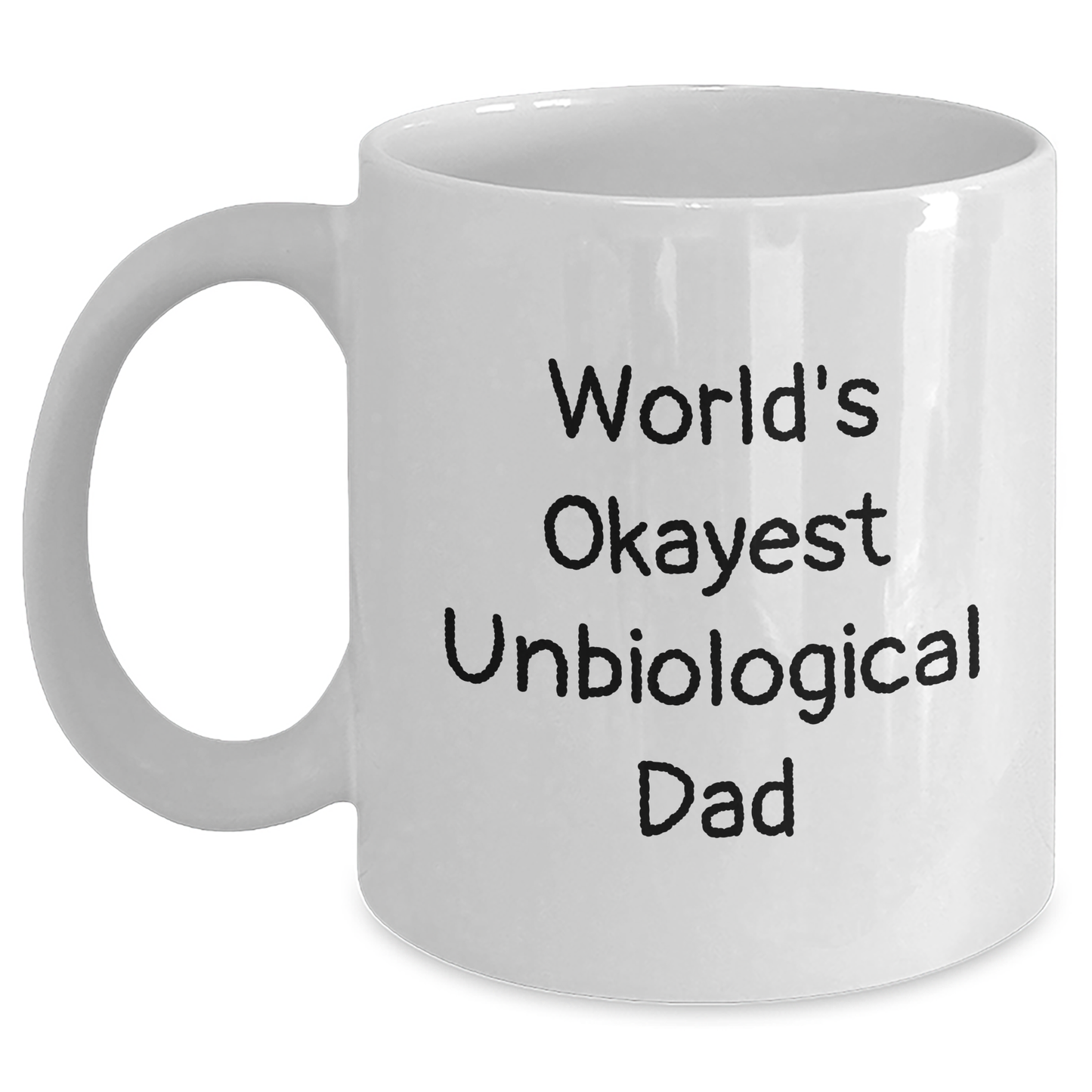 Unbiological Dad Gifts from Men, World's Okayest Unbiological Dad White Coffee Mug for Graduation, Funny Quote - Main