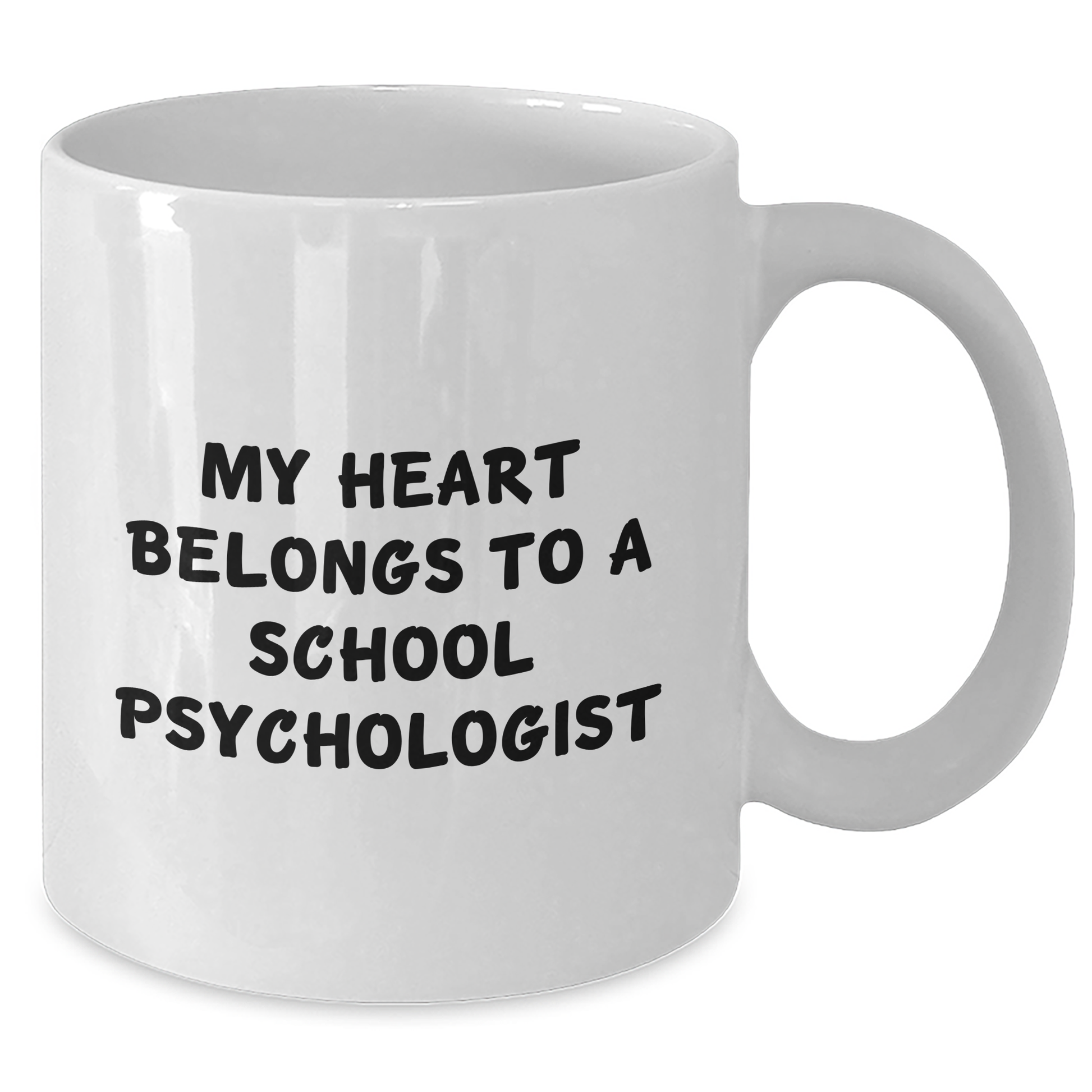Funny School Psychologist Gifts, White Coffee Mugs, 'My Heart Belongs To A School Psychologist' for Graduation, Gifts from Friends, Gifts for School Psychologists - Additional