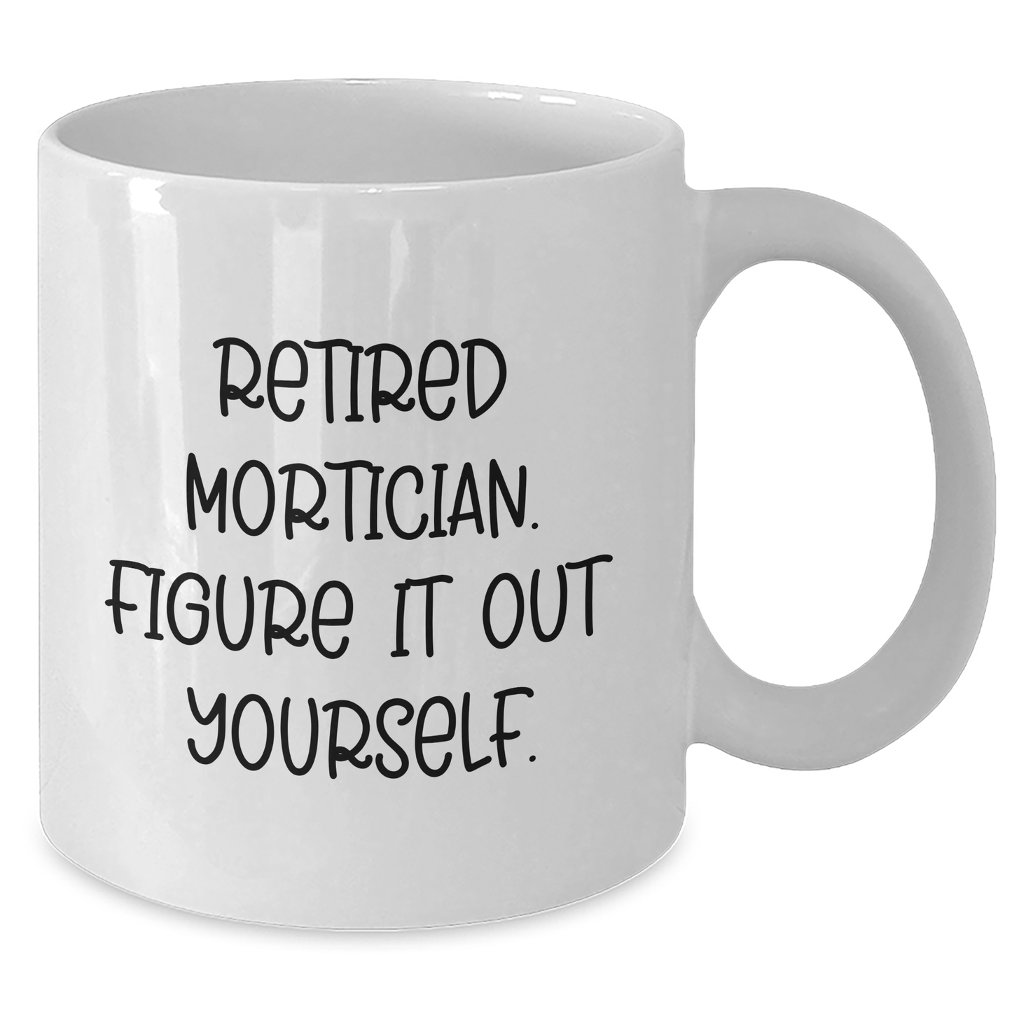 Gifts from Friends and Family to Mortician Graduates - Retired Mortician Figure It Out Yourself White Coffee Mug, 11oz or 15oz Capacity, Ceramic, Microwave and Dishwasher Safe - Additional