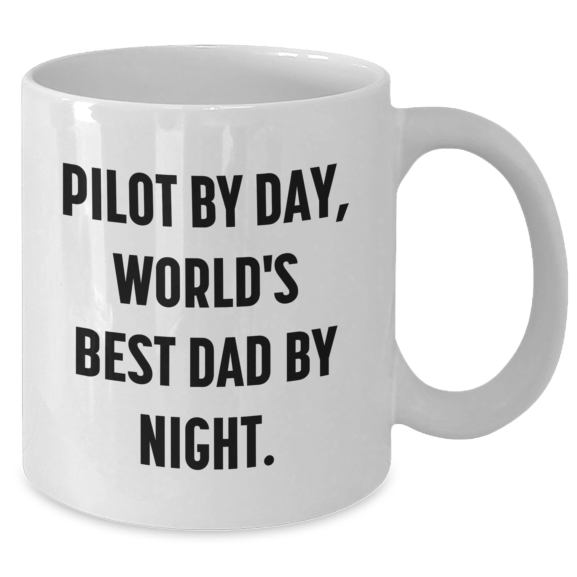 Pilot By Day, World's Best Dad By Night Gift Ideas for Men, Funny White Coffee Mug for Father's Day - Additional