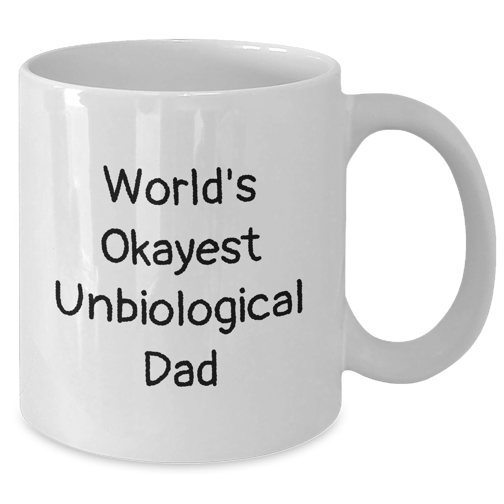 Unbiological Dad Gifts from Men, World's Okayest Unbiological Dad White Coffee Mug for Graduation, Funny Quote - Additional