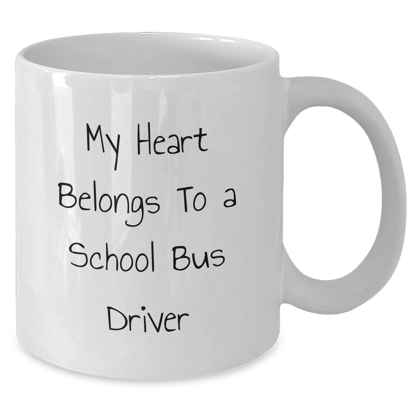Funny School Bus Driver Gifts for Him or Her - My Heart Belongs To A School Bus Driver Quote on White Coffee Mug, Ideal Gift for Graduation from Friends, Family or Coworkers - Additional