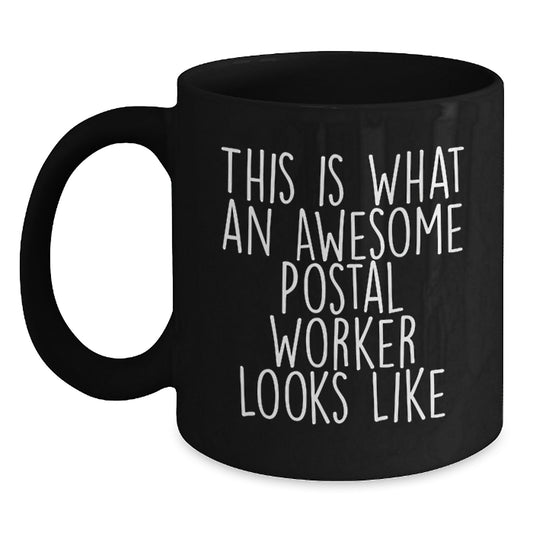 Funny Gifts from Friends for Awesome Postal Workers, Black Coffee Mug, Graduation Unique Gifts - Main