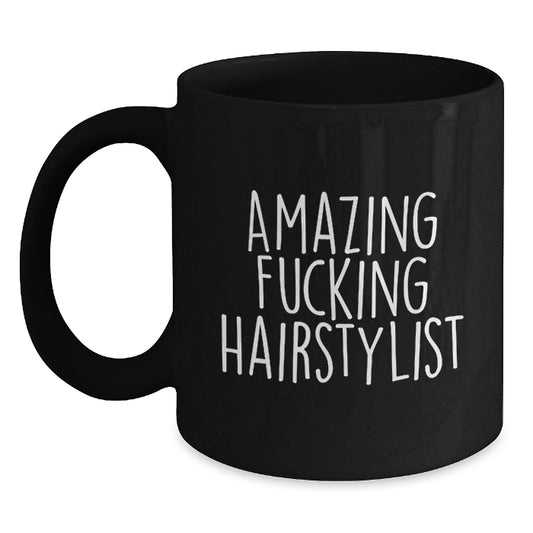 Funny Hairstylist Gifts for Men from Friends and Family - Amazing Black Coffee Mug for Graduation - Main