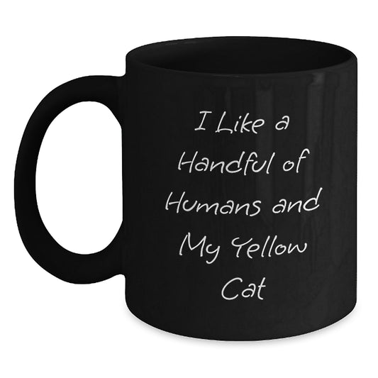 Yellow Cat Lovers Gifts from Friends, Inspirational Quote Funny Mug for Graduation, Black Coffee Mug for Men or Women, 11oz or 15oz - Main