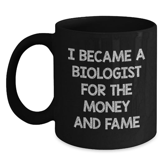 Biologist Quotes Funny Gifts for Men from Coworkers, Unique Black Coffee Mug for Graduation - Main