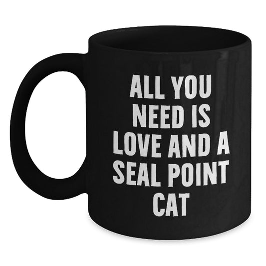 Funny Seal Point Cat Lovers Gifts from Friends to Family, Birthday Unique Gifts for Men and Women, Black Coffee Mug - Main