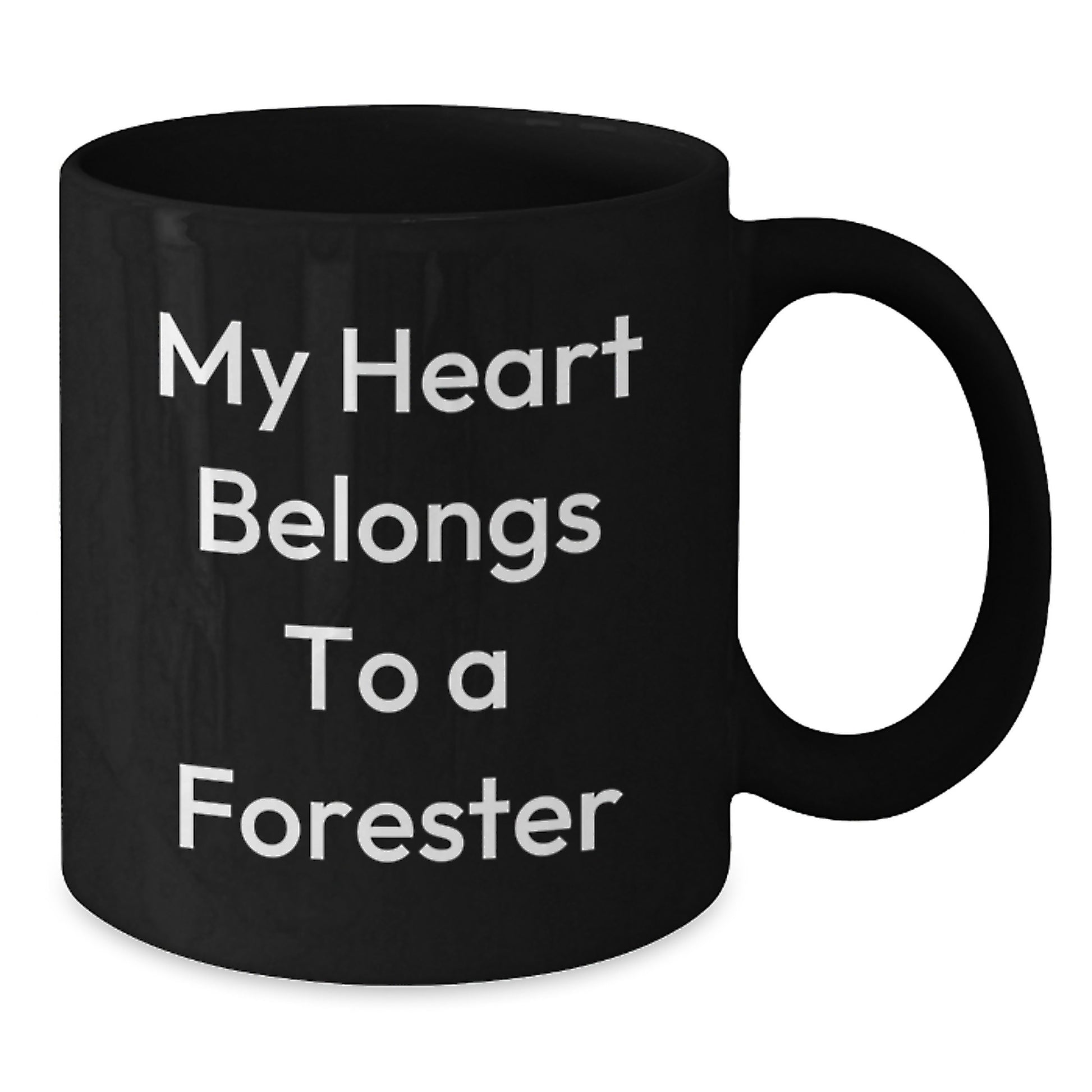 Funny Forester Gift, My Heart Belongs To A Forester, Black Coffee Mug for Graduation, Gifts from Friends, Forester's Heart - Additional