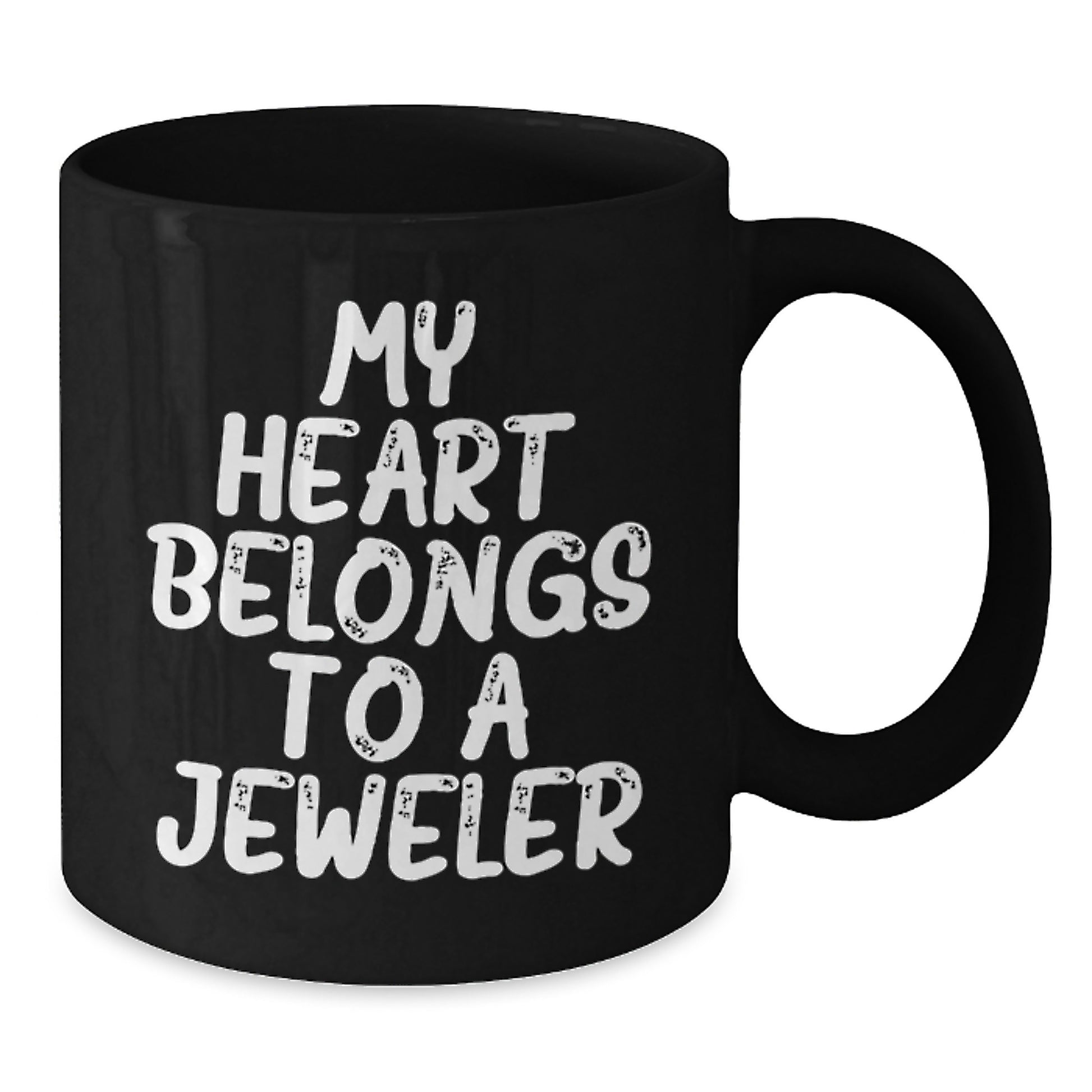 Funny Jeweler Gifts for Her from Friends - 'My Heart Belongs To A Jeweler' Quote Black Coffee Mug, 11oz or 15oz, Microwave and Dishwasher Safe - Additional