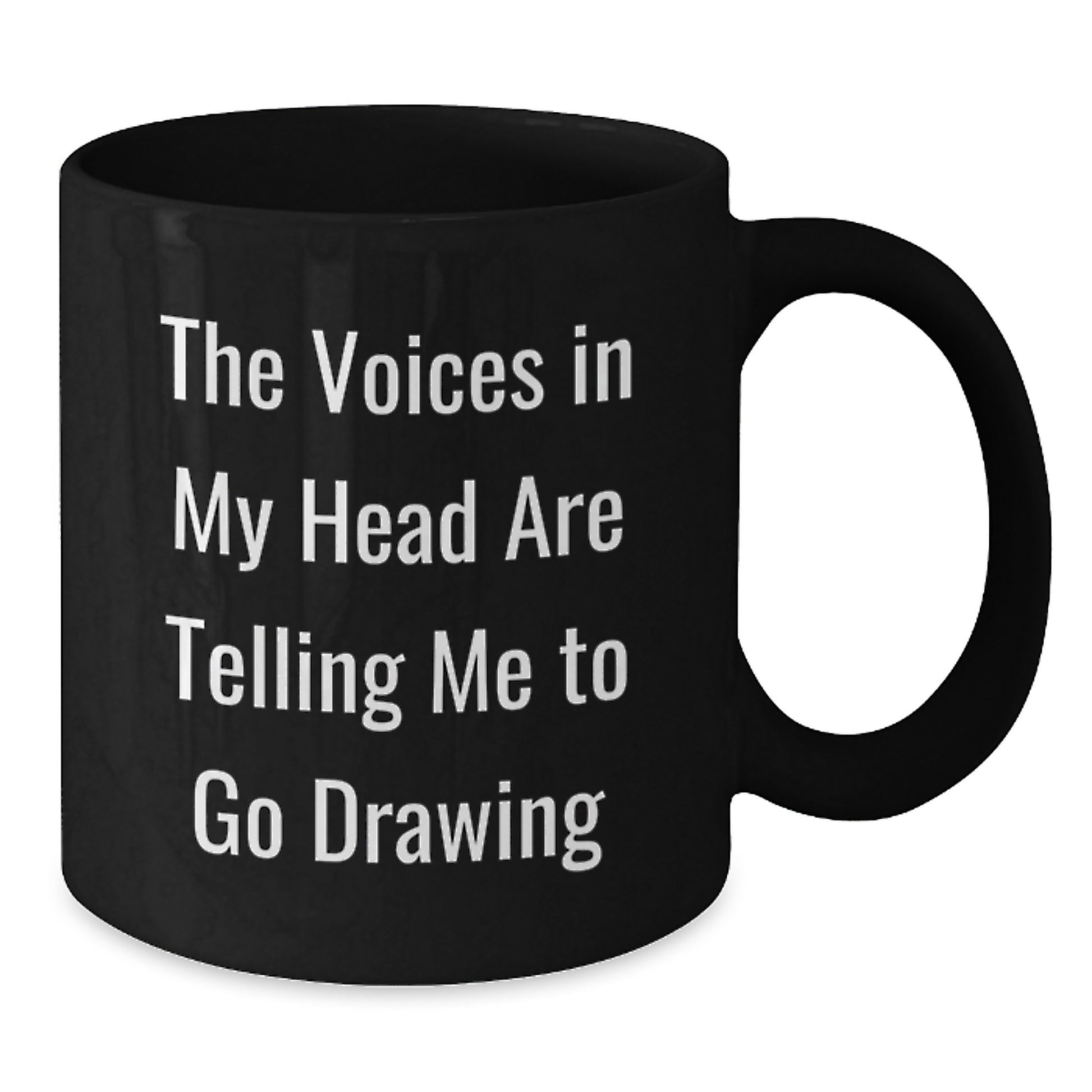 Funny Drawing Gifts for Men Friends Coworkers Family - 'The Voices In My Head Are Telling Me To Go Drawing' Black Coffee Mug for Graduation, 11oz or 15oz, Microwave and Dishwasher Safe - Additional