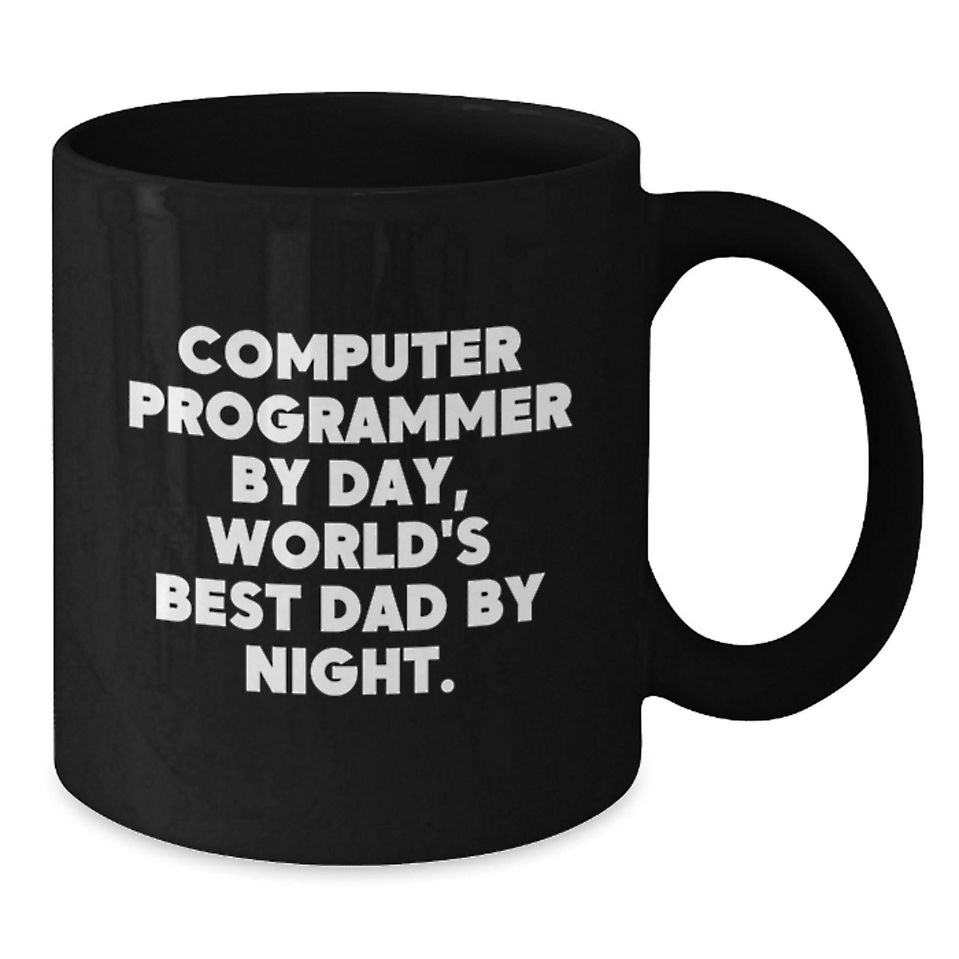 Funny Computer Programmer Gifts for Graduation, 'Computer Programmer By Day, World's Best Dad By Night.' Black Coffee Mug, Gifts from Dad to Son or Husband to Wife - Additional