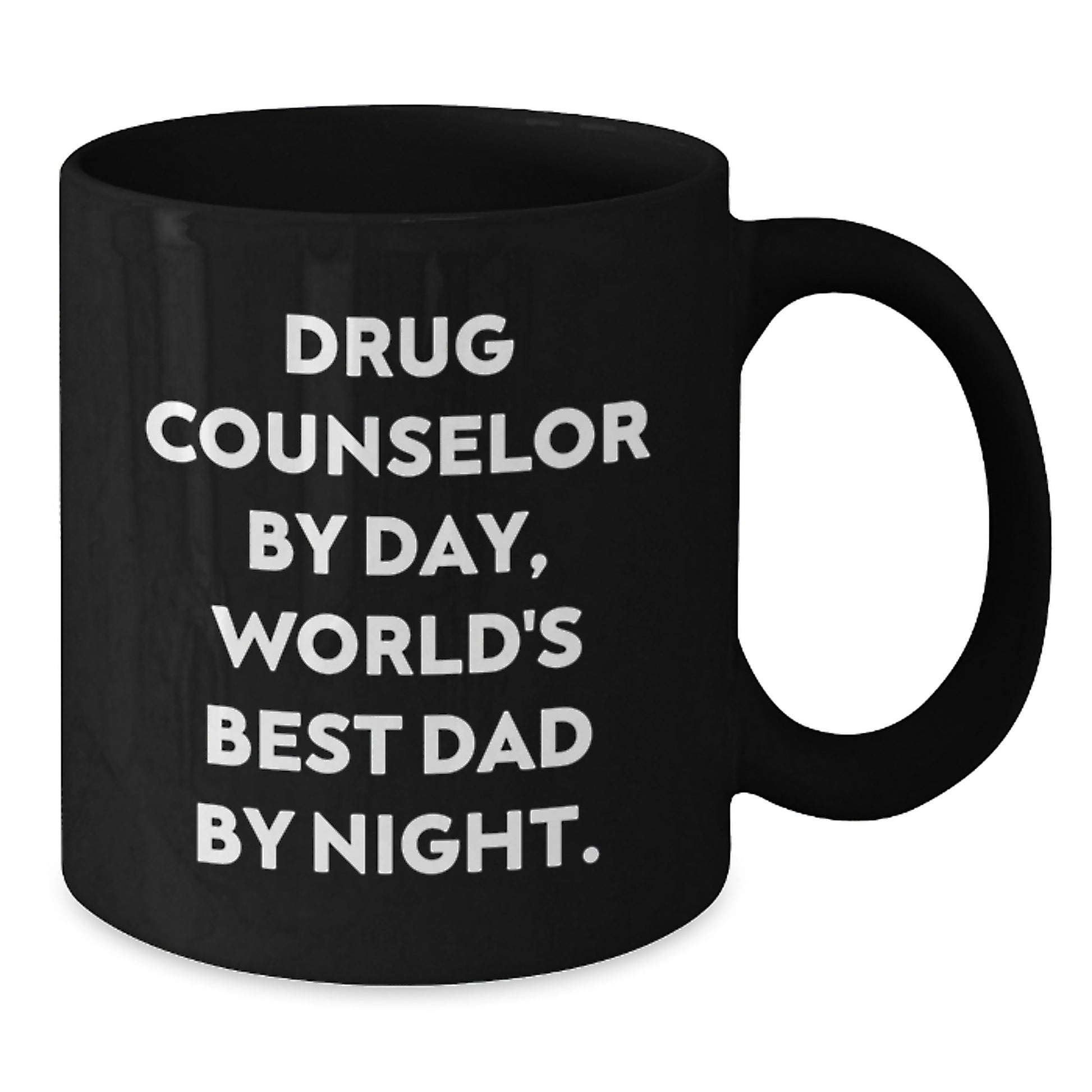 Funny Drug Counselor Gifts for Him or Her, Black Coffee Mug, 'Drug Counselor By Day, World's Best Dad By Night', Graduation Unique Gifts from Family, Friends or Coworkers - Additional