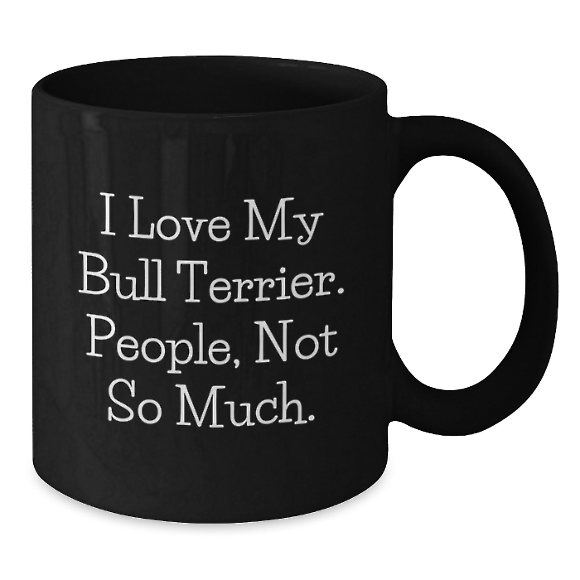 Funny Bull Terrier Dog Lover Gifts from Family to Friends - I Love My Bull Terrier. People, Not So Much. Black Coffee Mug for Graduation - Additional