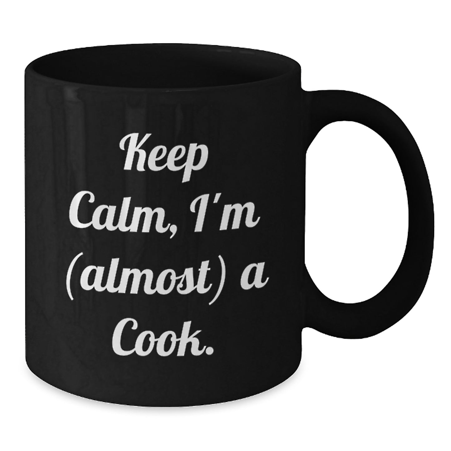 Funny Graduation Gifts for Cooks - 'Keep Calm, I'm (almost) A Cook.' Black Coffee Mug from Family - Additional