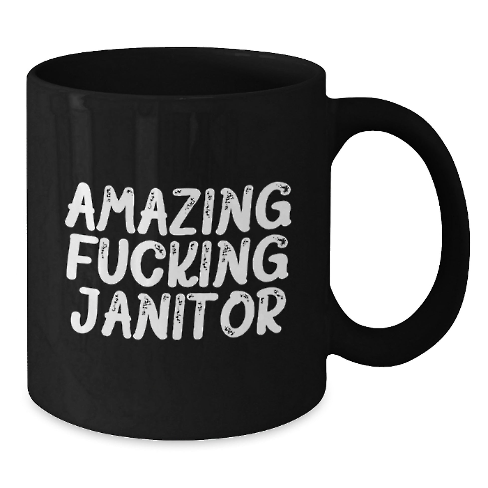 Funny Janitor Gifts from Friends for Amazing Janitor Graduation Black Coffee Mug, Quote: 'Amazing F--king Janitor' - Unique Graduation Gifts - Additional
