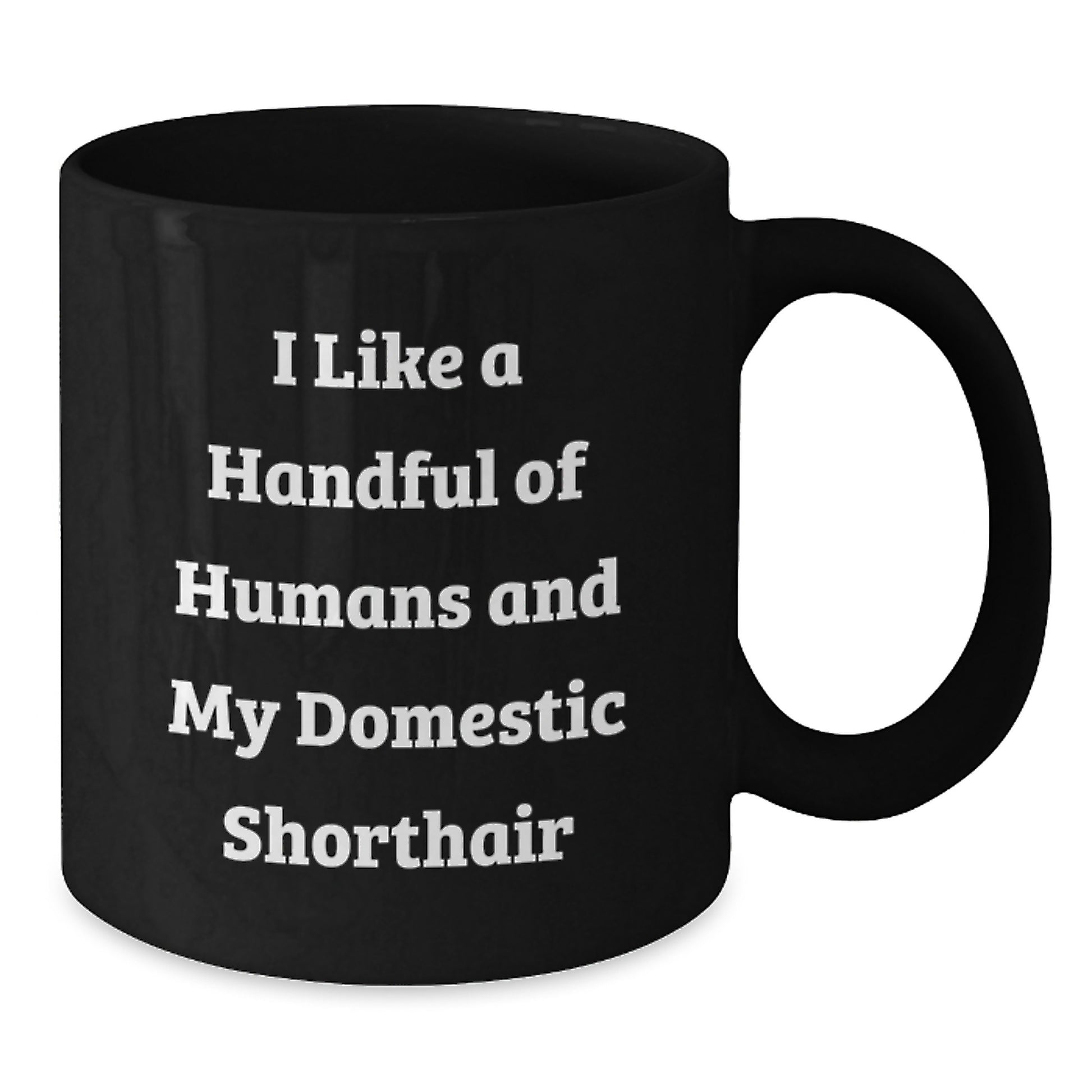Funny Domestic Shorthair Cat Gifts for Men, I Like A Handful Of Humans And My Domestic Shorthair, Black Coffee Mugs for Graduation from Friends - Additional