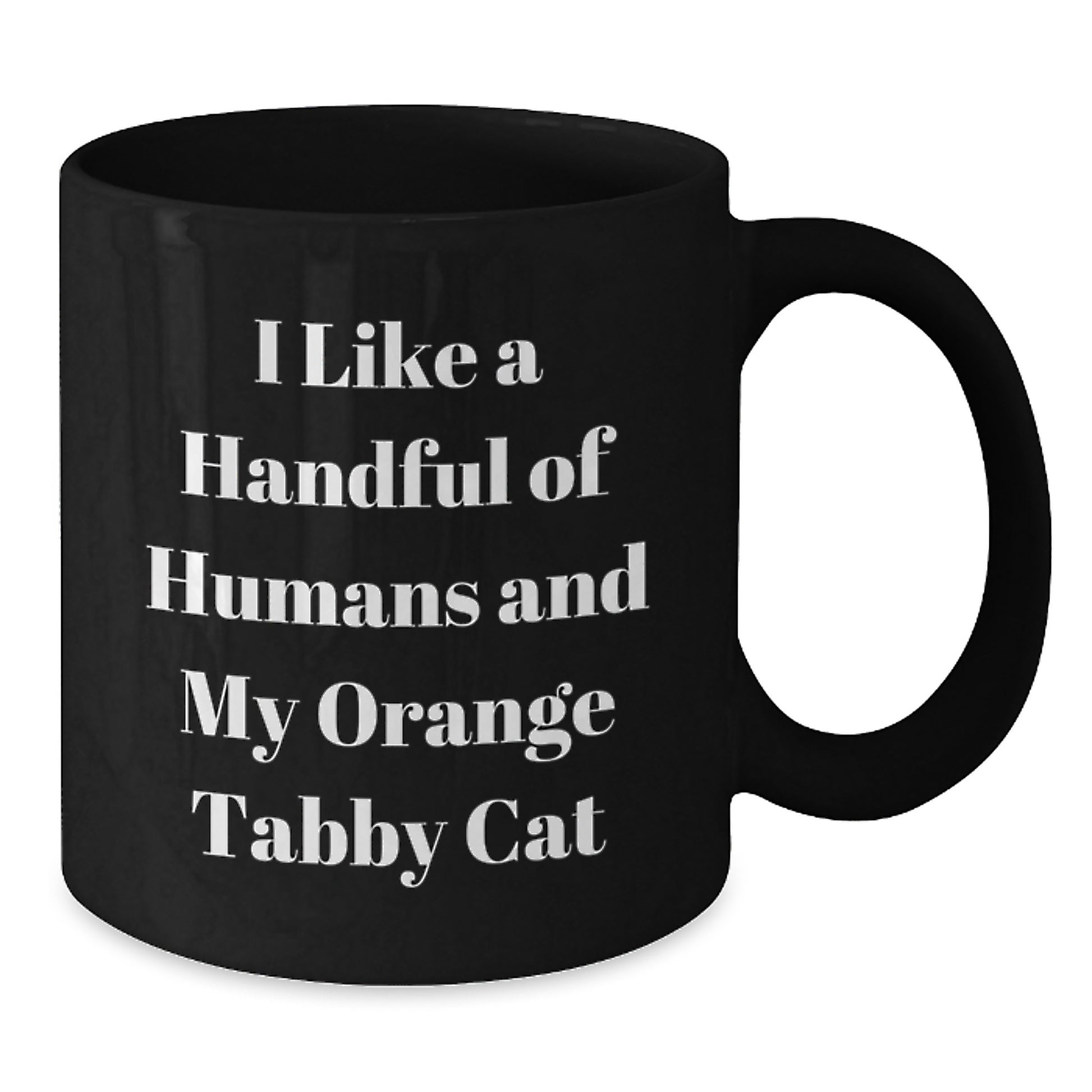 Funny Orange Tabby Cat Gifts from Friends for Graduation Unique Orange Tabby Cat Lovers, Black Coffee Mug, 'I Like A Handful Of Humans And My Orange Tabby Cat' - Additional