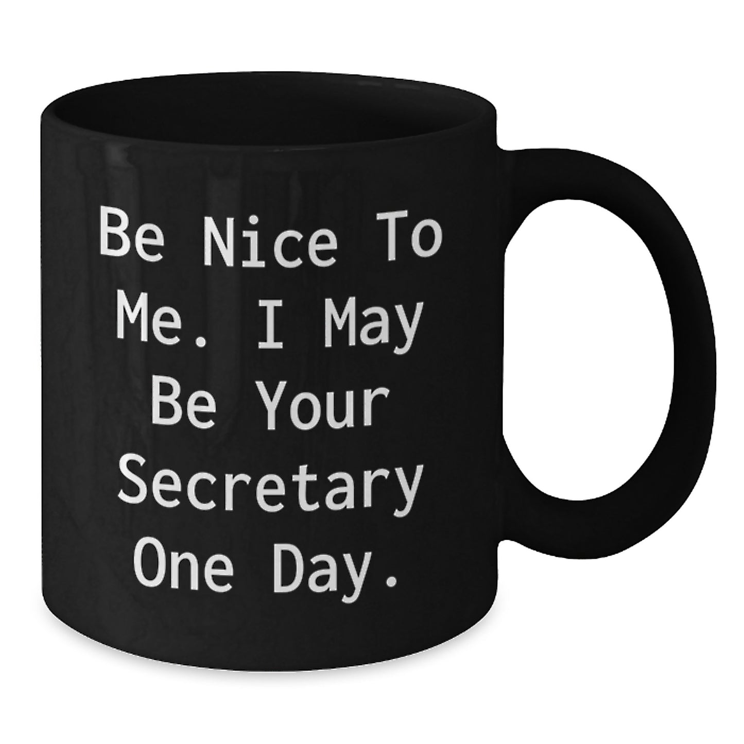 Funny Secretary Gifts, Be Nice To Me. I May Be Your Secretary One Day., Black Coffee Mug, Birthday Unique Presents from Friends to Family - Additional