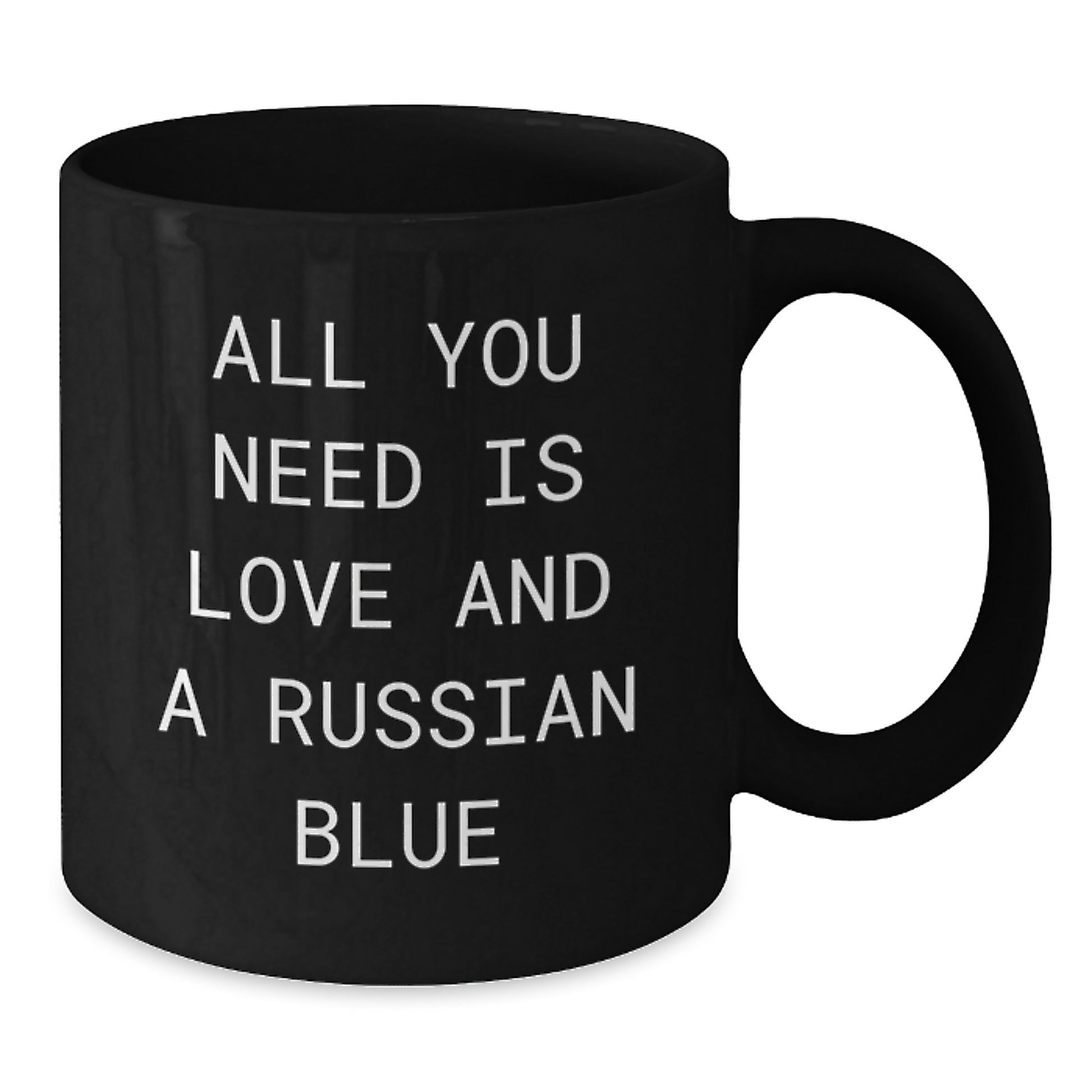 Russian Blue Cat Lovers Gifts from Friends for Birthday, Black Coffee Mug with Inspirational Quote - Additional