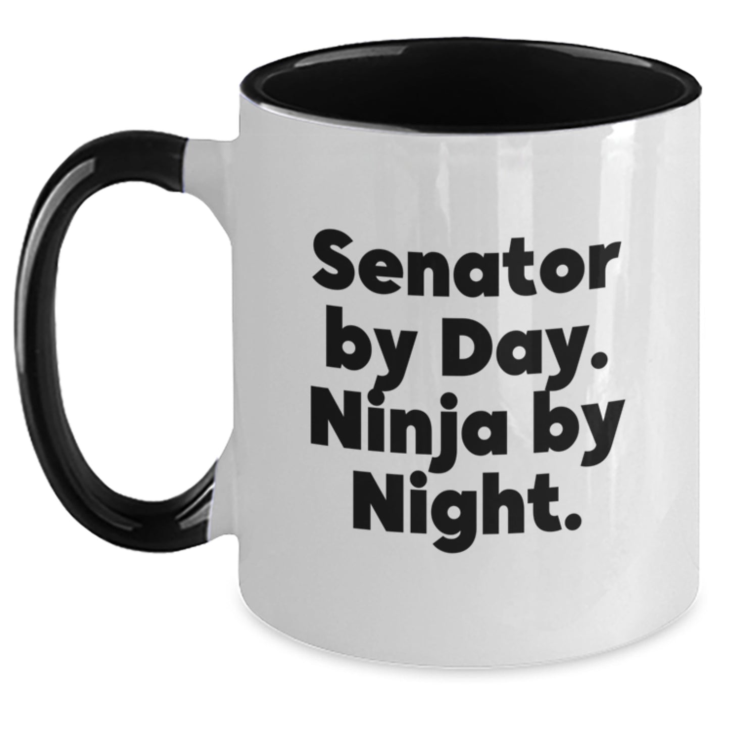 Senator By Day, Ninja By Night Funny Two Tone Coffee Mug, Gifts for Senator, Graduation Unique Gifts from Friends, Senator Gifts - Main