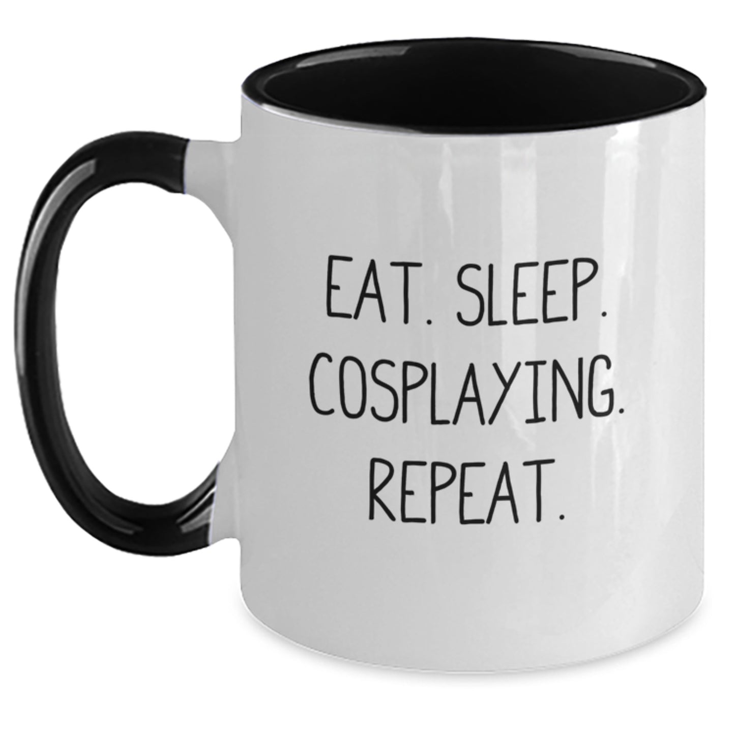 Funny Cosplaying Gifts from Friends and Family for Cosplayers Birthday, Eat. Sleep. Cosplaying. Repeat. Two Tone Coffee Mug - Main