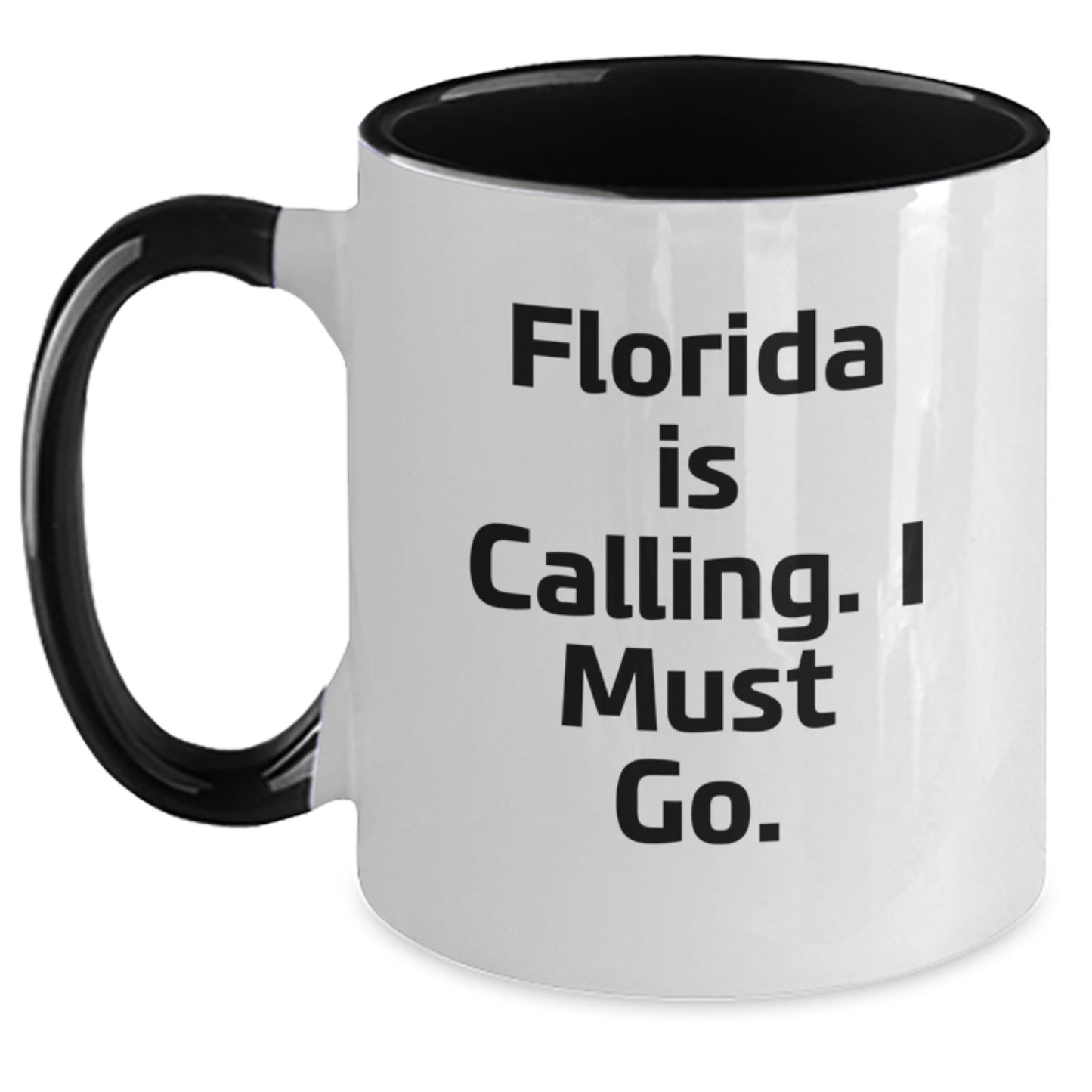 Florida Gifts for Friends, Funny Two Tone Coffee Mug with Quote 'Florida Is Calling. I Must Go.' for Birthday - Main