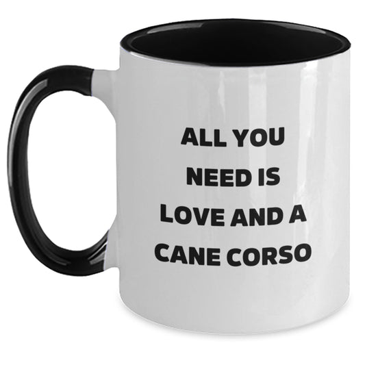 Funny Cane Corso Dog Lovers Gifts from Friends for Birthday Unique Two Tone Coffee Mug All You Need Is Love - Main