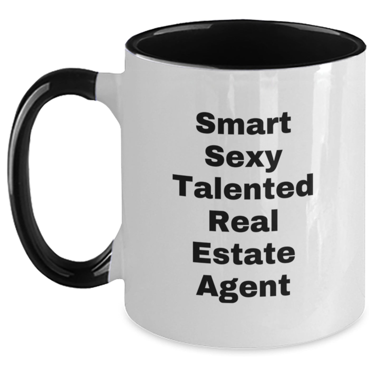 Funny Real Estate Agent Gifts from Women to Real Estate Agent, Smart Sexy Talented Real Estate Agent Two Tone Coffee Mug for Birthday - Main