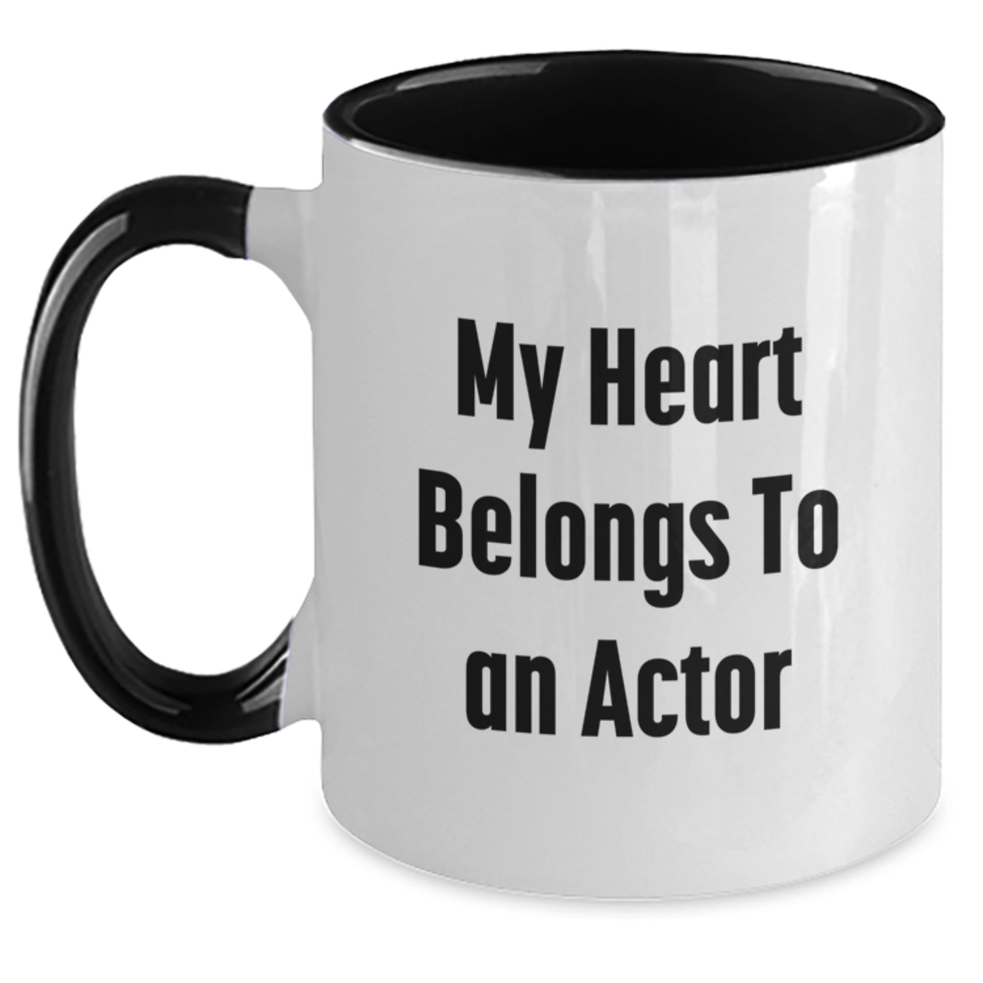 Funny Actor Gifts from Friends and Family - My Heart Belongs To An Actor Two Tone Coffee Mug, Birthday Unique Presents - Main