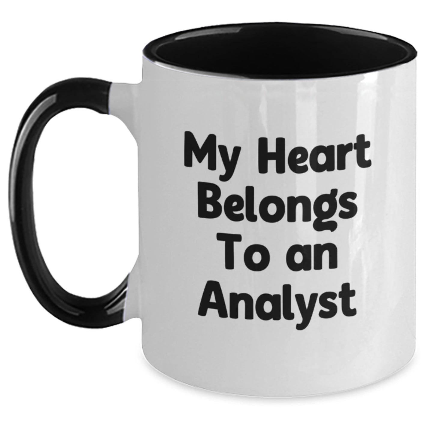 Funny Analyst Quotes Two Tone Coffee Mugs, Gifts from Friends for Men, Women, Coworkers, Family, My Heart Belongs To An Analyst, Birthday Unique Gifts - Main