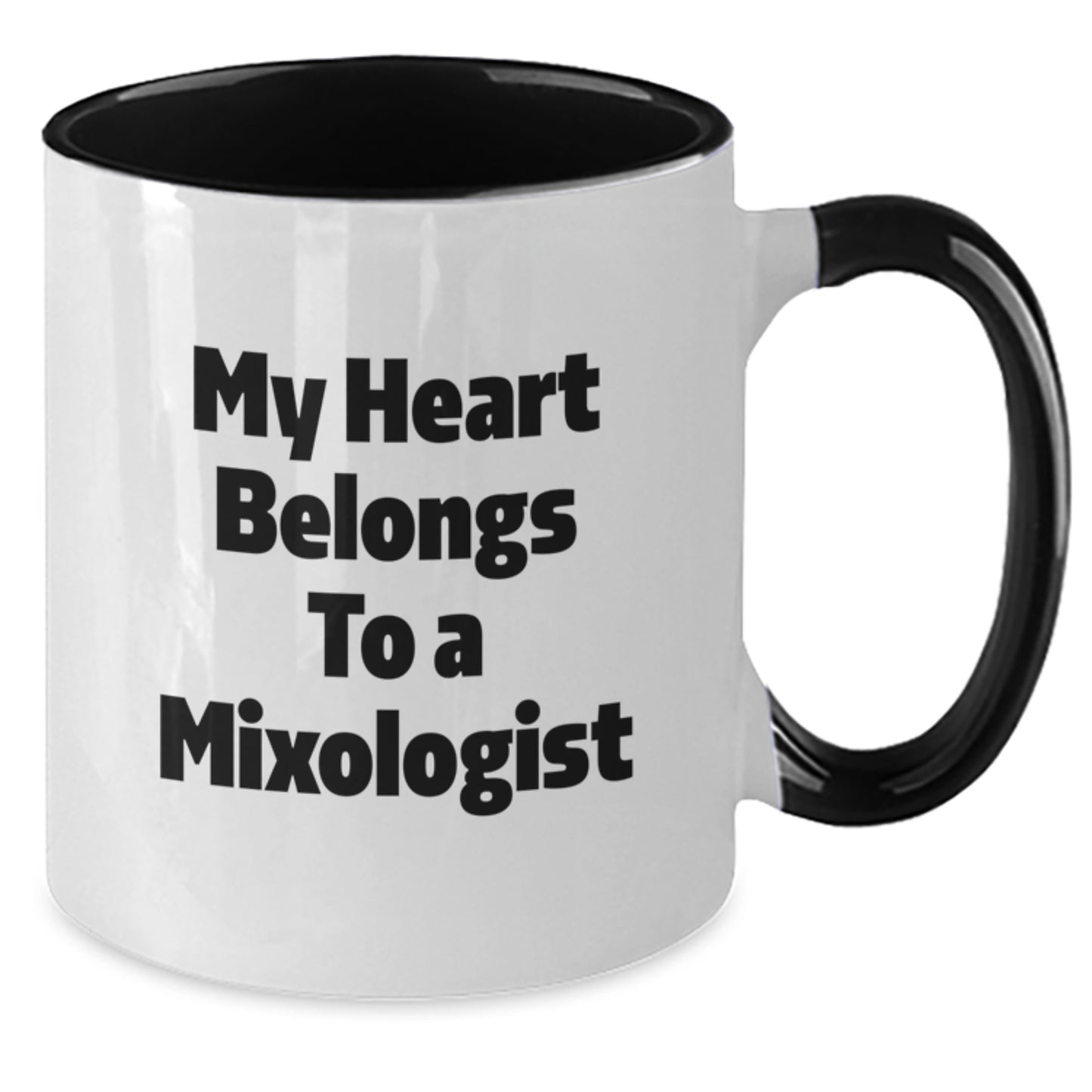Funny Mixologist Gifts - My Heart Belongs To A Mixologist, Two Tone Coffee Mug, Graduation Unique Gifts from Friends, Gifts for Mixologist - Additional