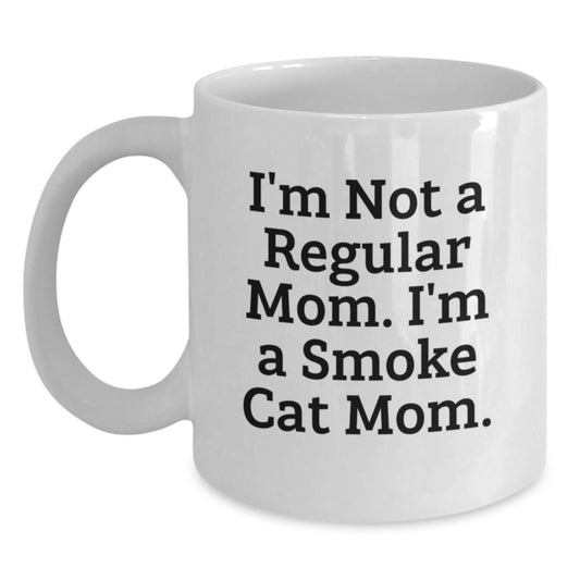 Funny Smoke Cat Mom Gifts from Friends and Family for Graduation Unique White Coffee Mug - Main