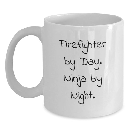 Firefighter Gifts from Friends, Funny Ninja Coffee Mug for Graduation, 'Firefighter By Day. Ninja By Night.' - Main