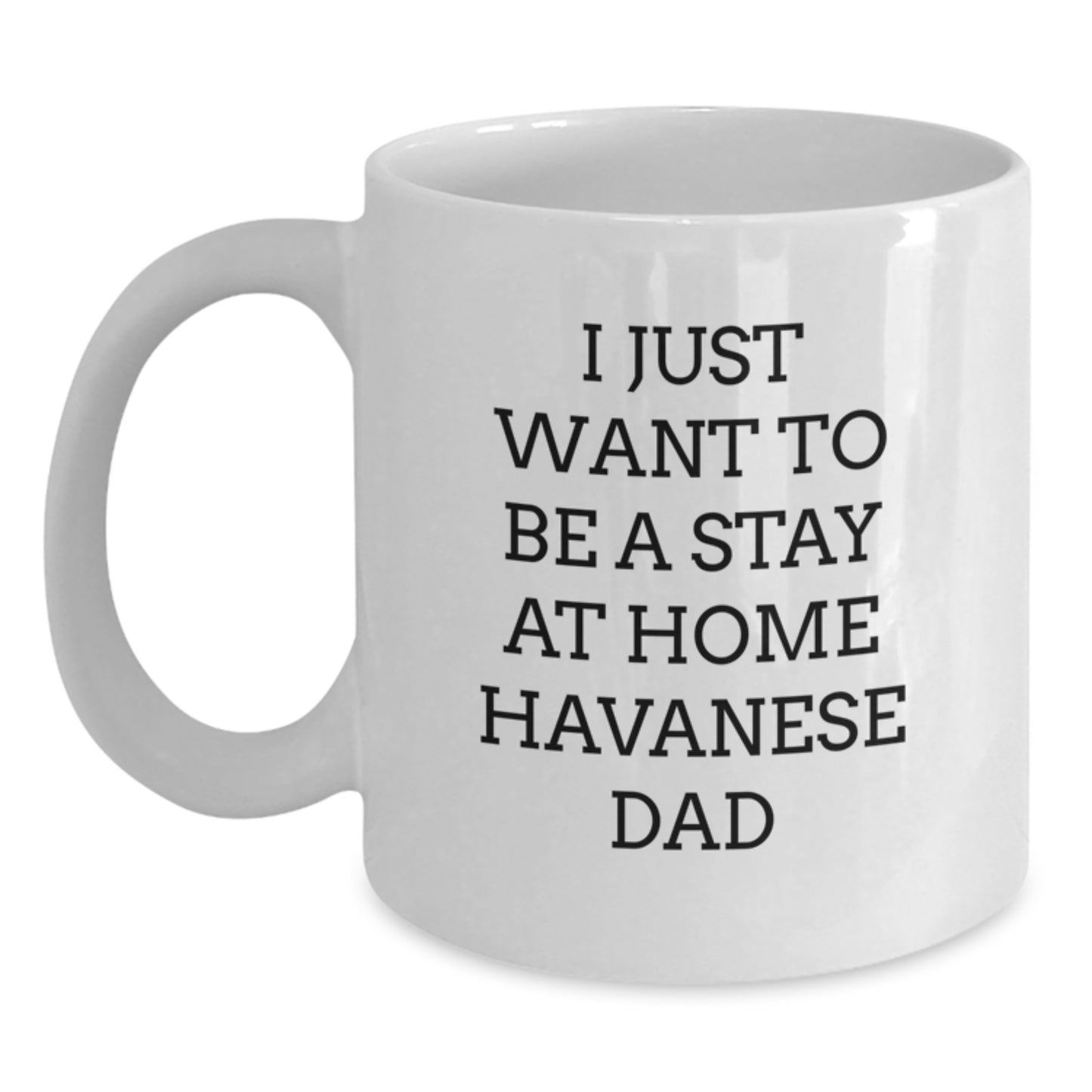 Havanese Dog Funny Gifts, White Coffee Mug for Graduation, I Just Want To Be A Stay At Home Havanese Dad, Gifts from Men, Gifts for Havanese Dog Lovers - Main