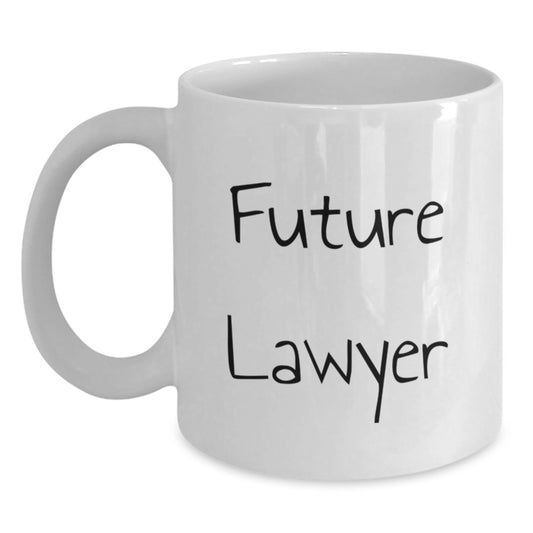 Funny Future Lawyer Inspirational Gifts from Friends for Birthday Unique White Coffee Mug - Main