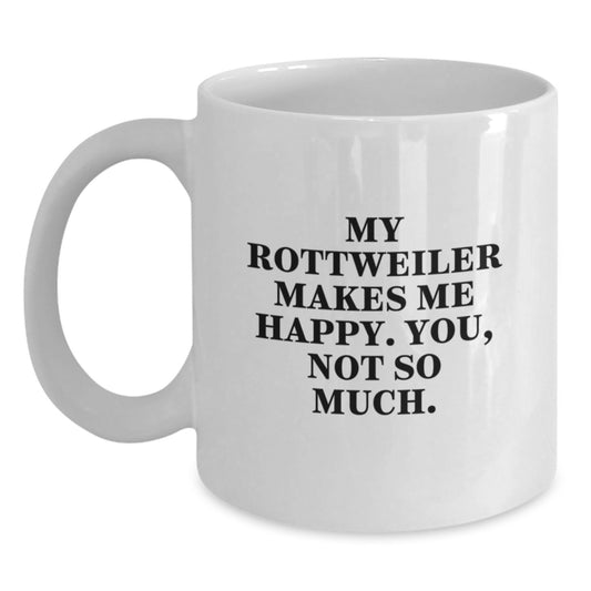 Rottweiler Dog Lovers Funny Coffee Mug Gifts from Men to Friends, Women Coworkers Family, My Rottweiler Makes Me Happy. You, Not So Much. - Main