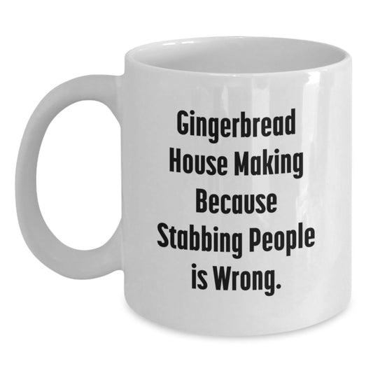 Funny Gingerbread House Making Gifts from Friends to Family, White Coffee Mug for Graduation - Main