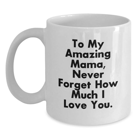 Funny Mama Gifts from Men to My Amazing Mama, Never Forget How Much I Love You. on White Coffee Mug for Graduation - Main