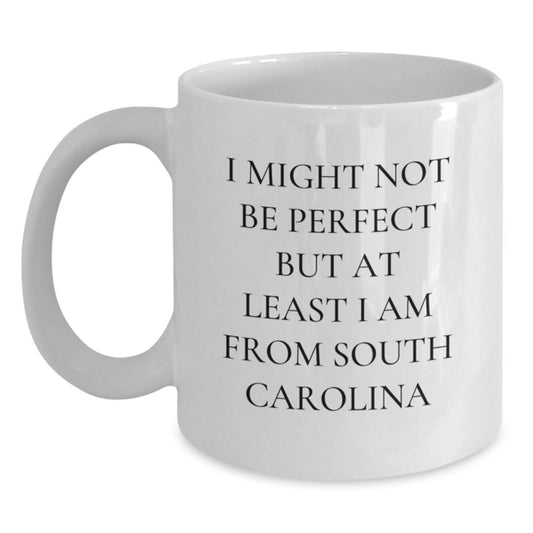 Funny Mugs from South Carolina, Gifts from Friends to Family, I Might Not Be Perfect But At Least I Am From South Carolina, White Coffee Mug for Birthday - Main