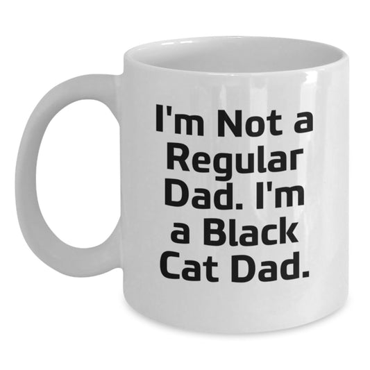 Funny Black Cat Dad Gifts from Men to Men for Graduation Unique Gifts White Coffee Mug - Main