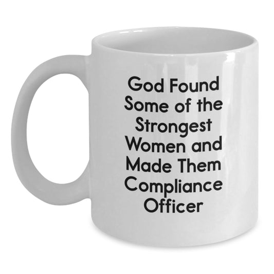 Funny Compliance Officer Gifts for Her - White Coffee Mug with God's Quote, Graduation Unique Gifts from Family, Friends, or Coworkers - Main
