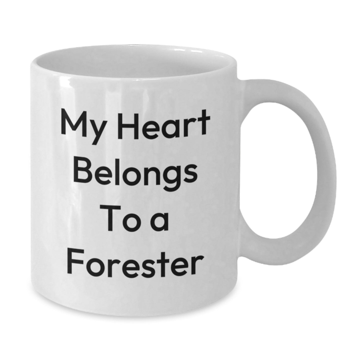 Funny Forester Gifts for Men from Friends, Unique White Coffee Mug for Graduation, 'My Heart Belongs To A Forester' - Additional