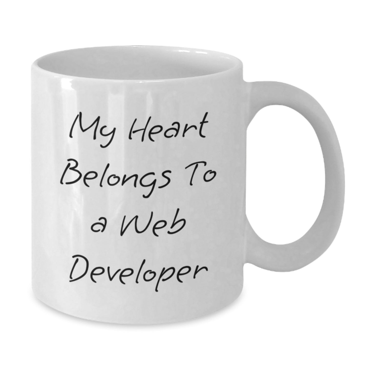 Funny Web Developer Gifts from Friends - 'My Heart Belongs To A Web Developer' White Coffee Mug for Graduation - Additional