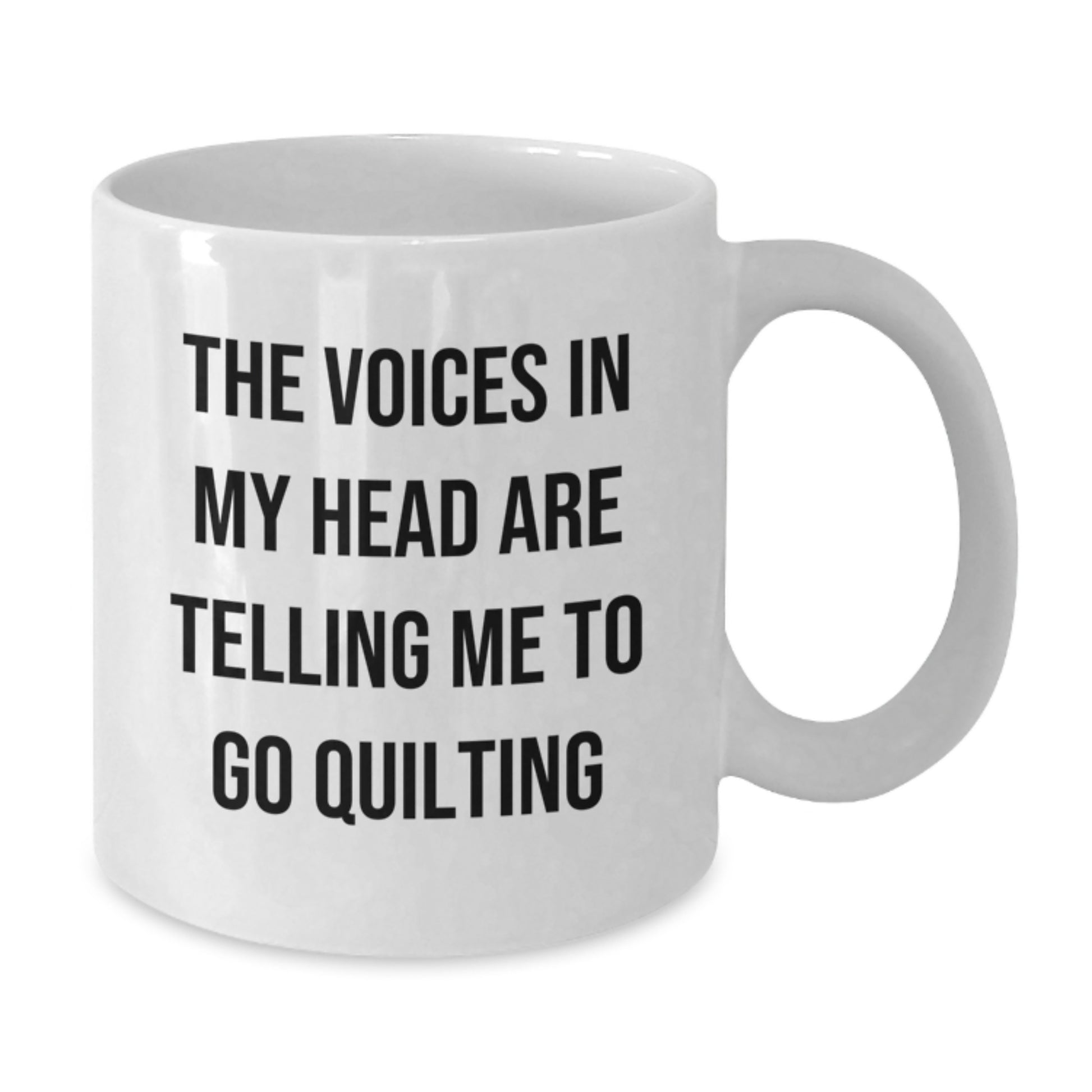 Quilting Gifts for Her or Him, Funny White Coffee Mug for Graduation, 'The Voices In My Head Are Telling Me To Go Quilting' - Gifts from Family, Friends, or Coworkers - Additional