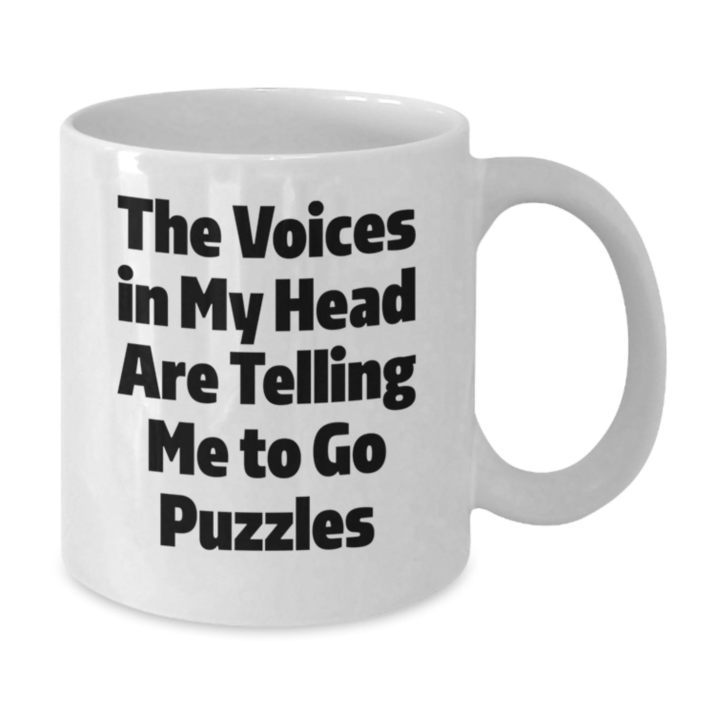 Funny Puzzles Gifts for Graduation, White Coffee Mug with Quirky Quote 'The Voices In My Head Are Telling Me To Go Puzzles' from Friends, Family, or Coworkers - Additional