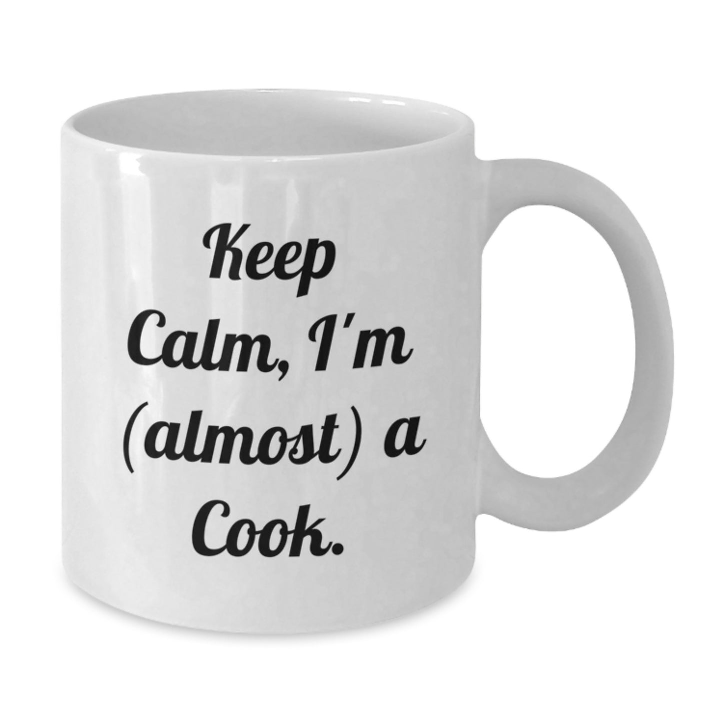 Funny Keep Calm Cook Gifts from Family to Friends Graduation Unique White Coffee Mugs, 'I'm (almost) A Cook.' - Additional
