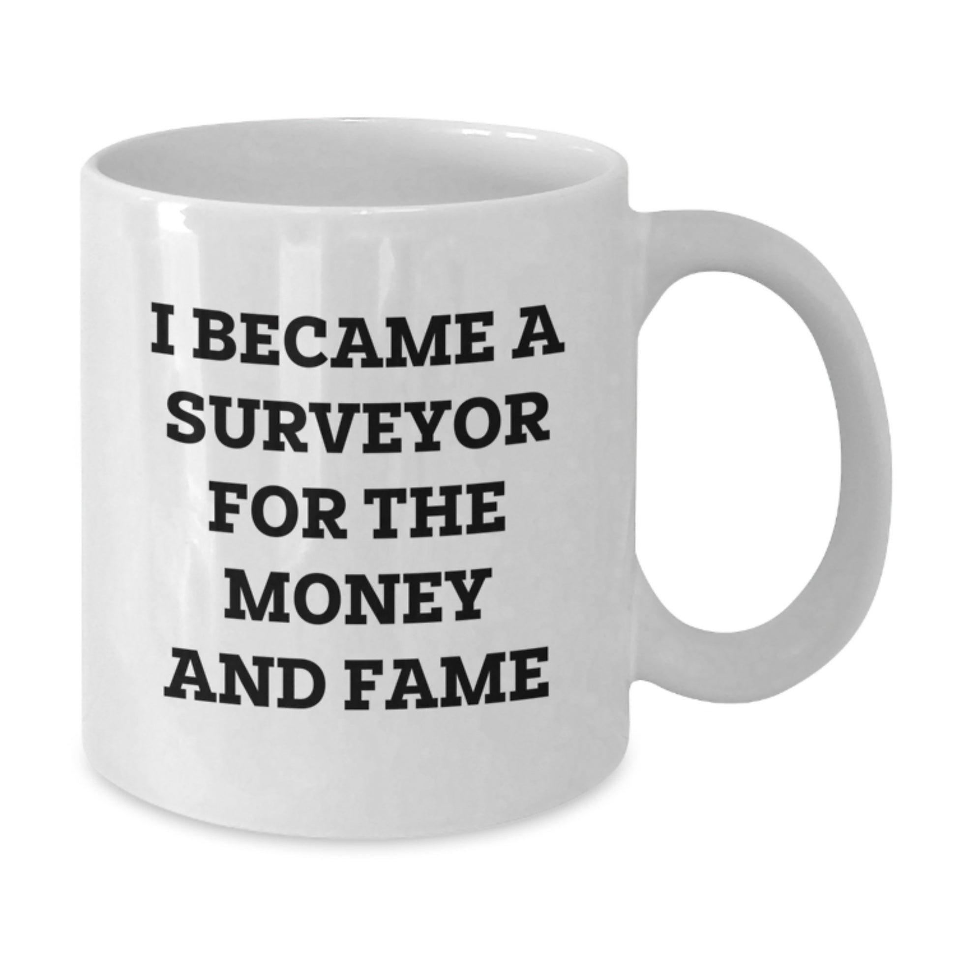 Funny Surveyor Gifts, I Became A Surveyor For The Money And Fame, White Coffee Mug, Gifts from Men to Friends, Birthday Unique Presents - Additional