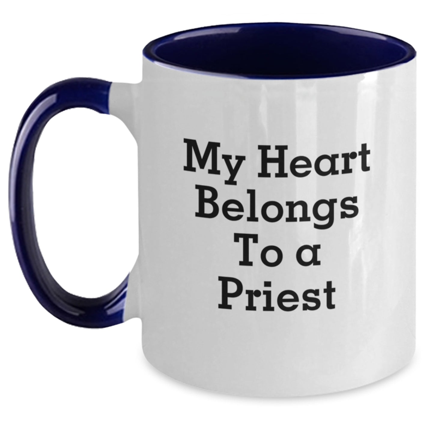 Funny Priest Gifts - My Heart Belongs To A Priest Two Tone Coffee Mug, Graduation Unique Gifts for Men from Friends, Coworkers, Family - Main