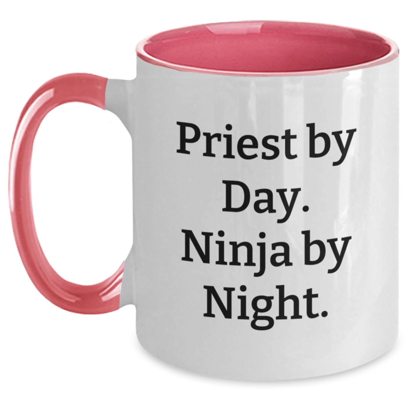 Unique Priest Gifts for Men, Funny Two Tone Coffee Mug, Priest By Day. Ninja By Night., Graduation Unique Gifts from Family - Main